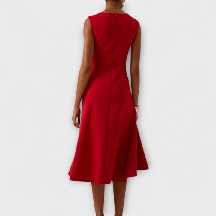 Éléonore | Robe Midi Femme à Volants Marine