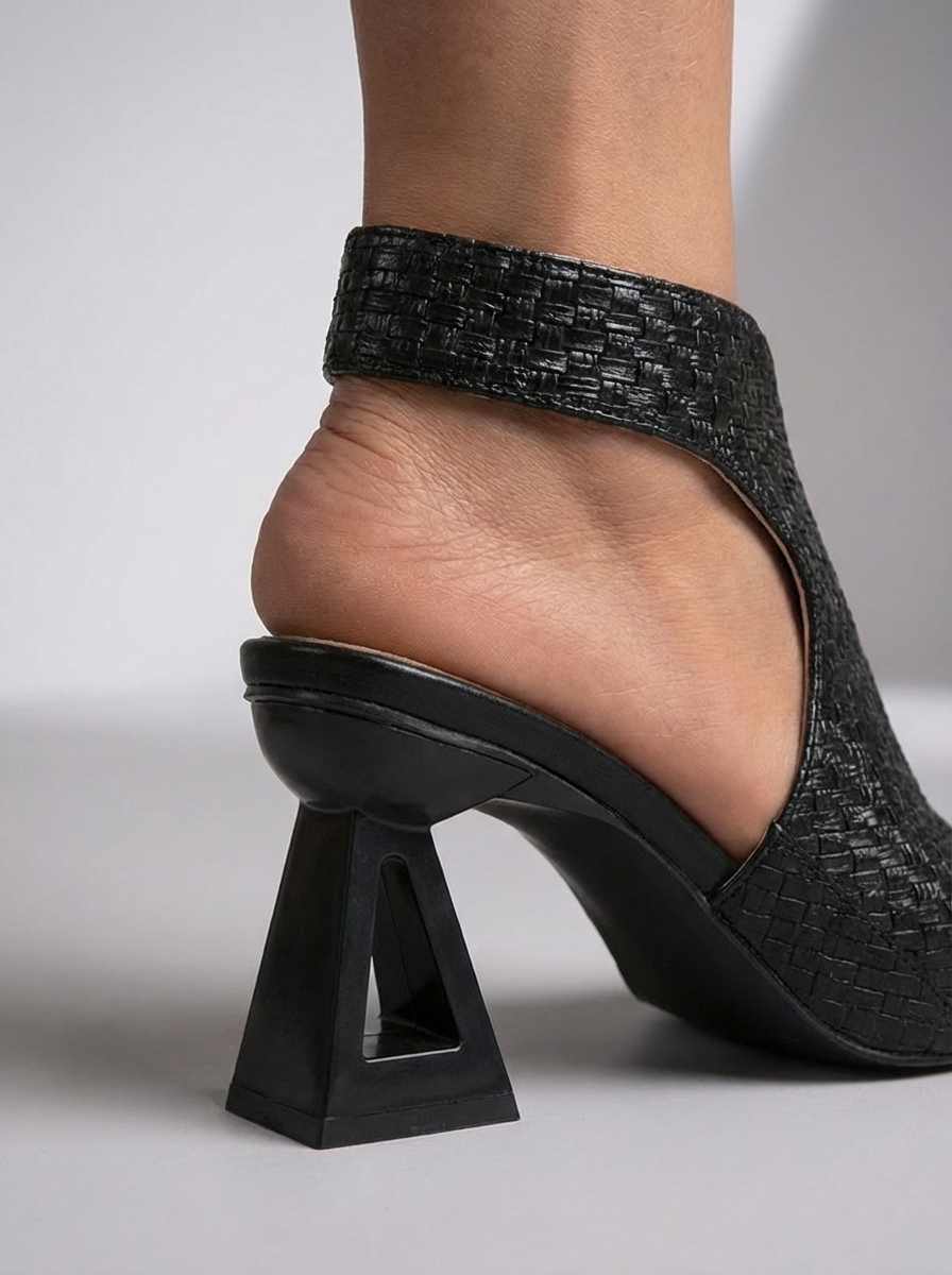 Éléonore | Sandales Femme Talon Géométrique Cuir Camel