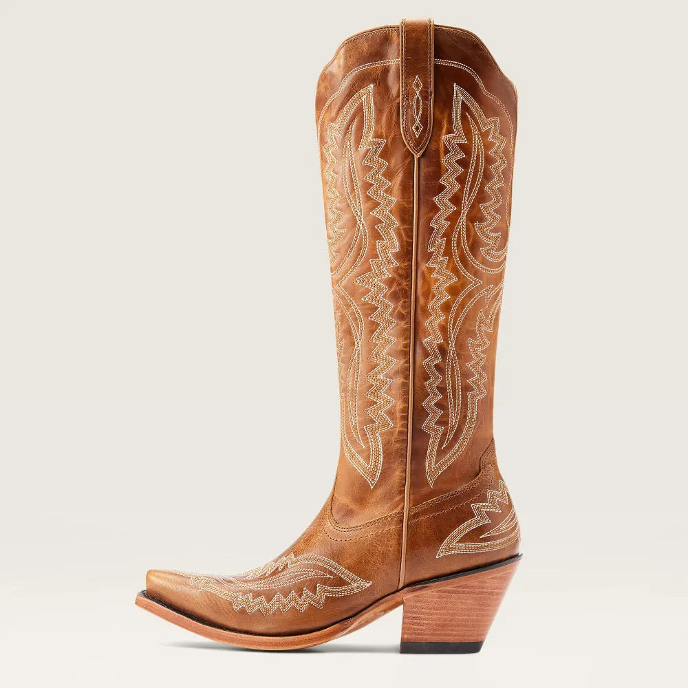 Elliot | Bottes Cowboy Cuir Brodées Marron Bout Pointu