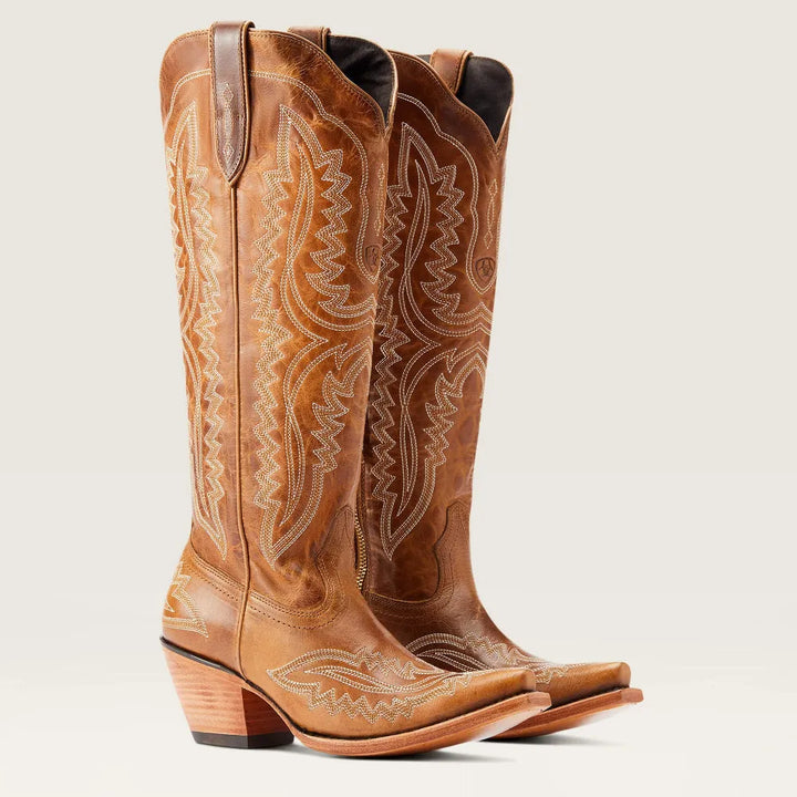 Elliot | Bottes Cowboy Cuir Brodées Marron Bout Pointu