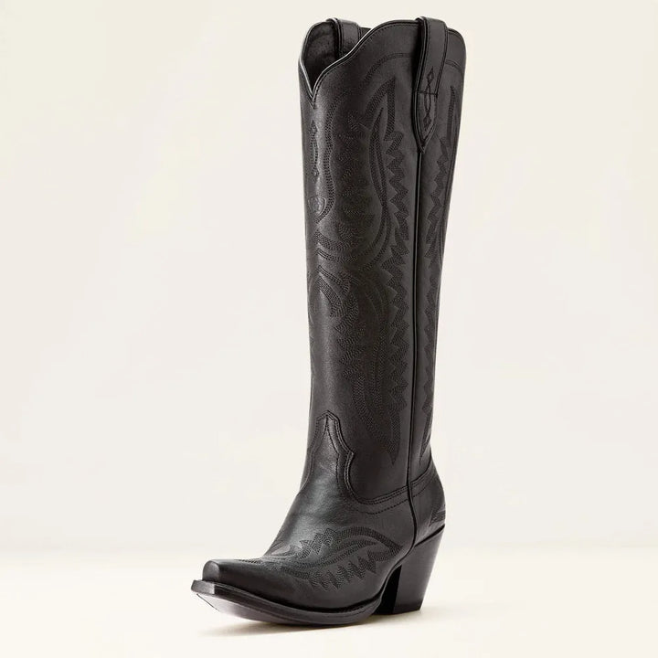 Elliot | Bottes Cowboy Cuir Brodées Marron Bout Pointu