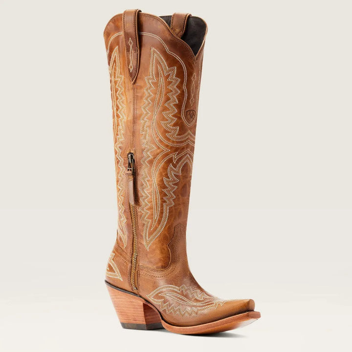 Elliot | Bottes Cowboy Cuir Brodées Marron Bout Pointu