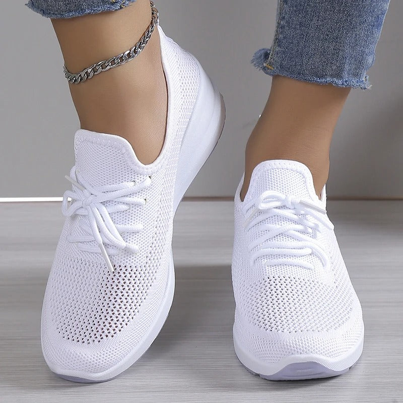 Élodie | Baskets Basses Femme en Maille à Lacets