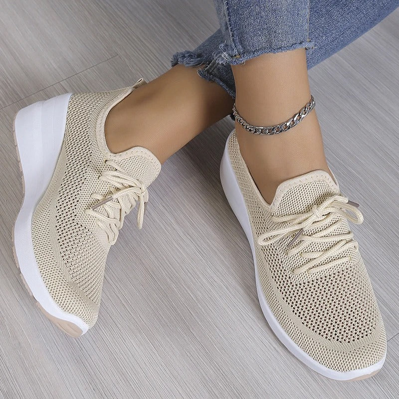 Élodie | Baskets Basses Femme en Maille à Lacets