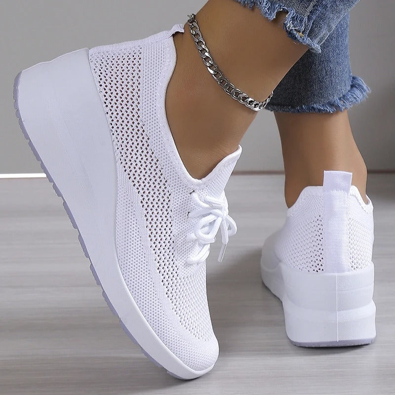 Élodie | Baskets Basses Femme en Maille à Lacets