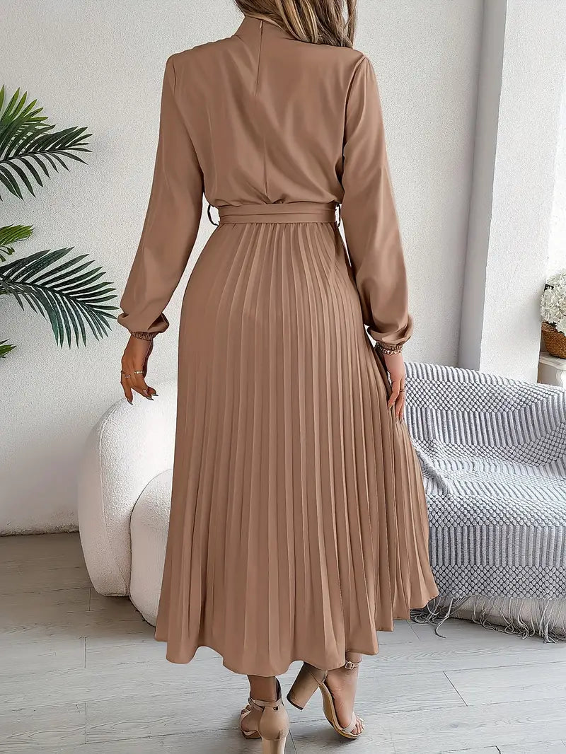 Élodie | Robe Femme Plissée Midi Ceinturée