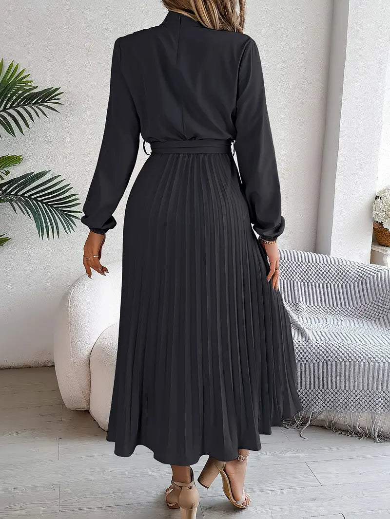 Élodie | Robe Femme Plissée Midi Ceinturée