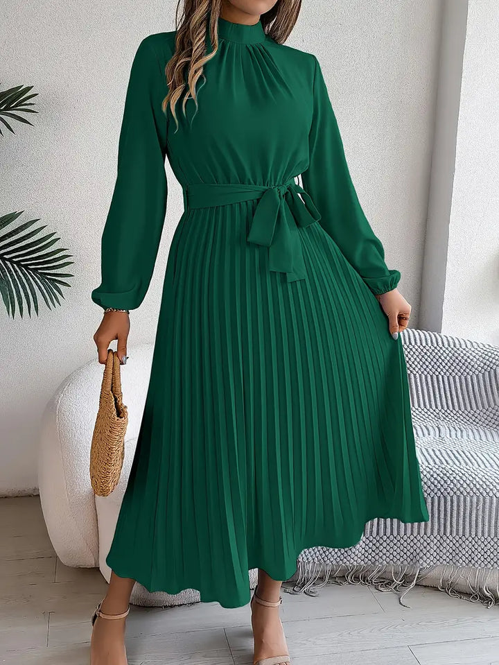 Élodie | Robe Femme Plissée Midi Ceinturée