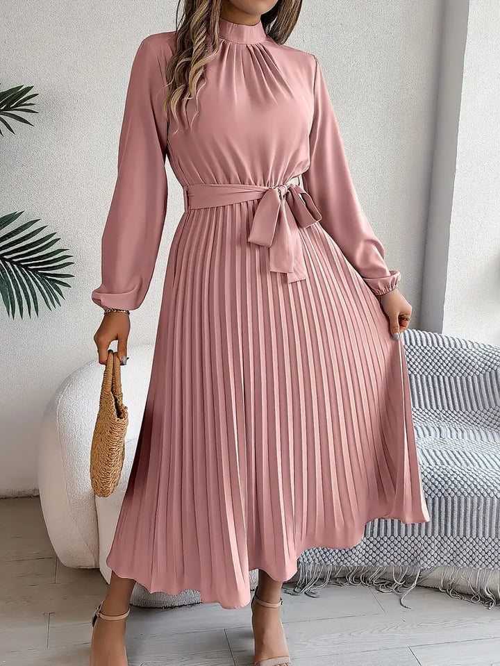 Élodie | Robe Femme Plissée Midi Ceinturée