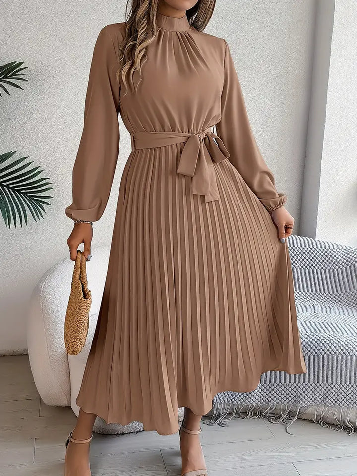 Élodie | Robe Femme Plissée Midi Ceinturée