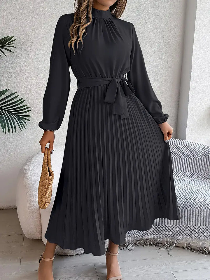 Élodie | Robe Femme Plissée Midi Ceinturée