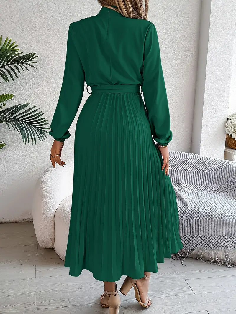 Élodie | Robe Femme Plissée Midi Ceinturée