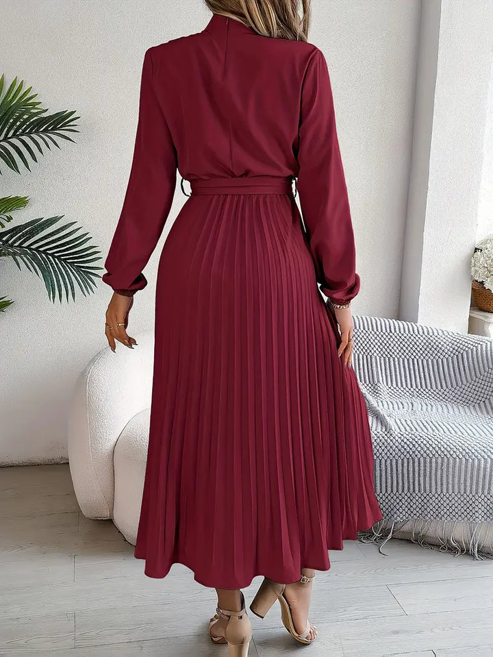 Élodie | Robe Femme Plissée Midi Ceinturée