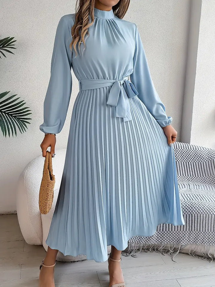 Élodie | Robe Femme Plissée Midi Ceinturée