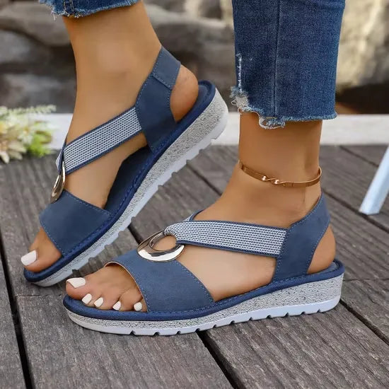 Élodie | Sandales Femme Compensées Boucle Dorée