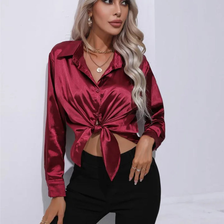Émilie | Chemise Satin Femme Manches Longues Coupe Ample