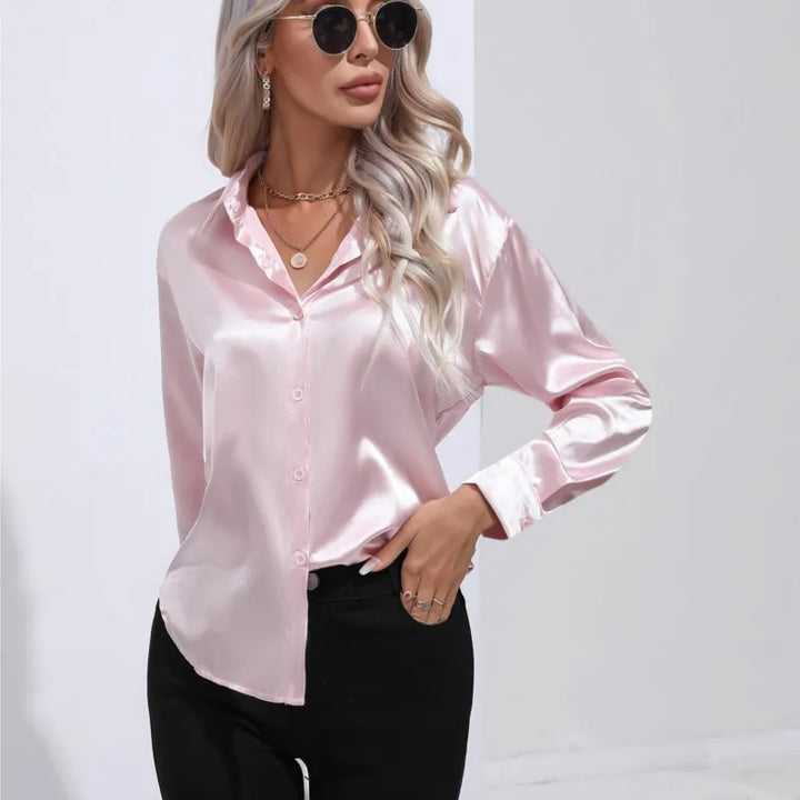 Émilie | Chemise Satin Femme Manches Longues Coupe Ample