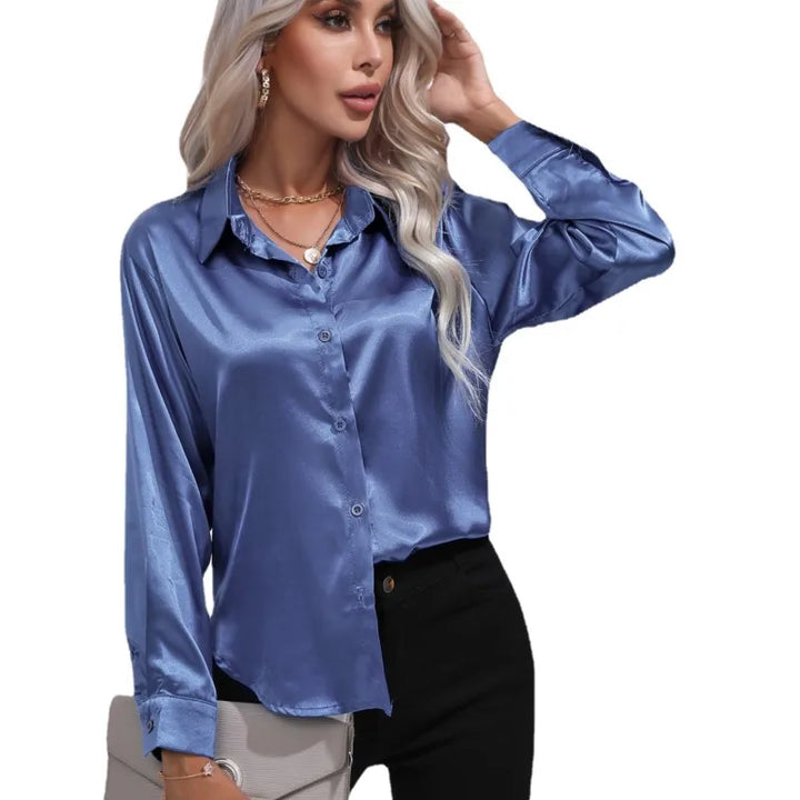 Émilie | Chemise Satin Femme Manches Longues Coupe Ample