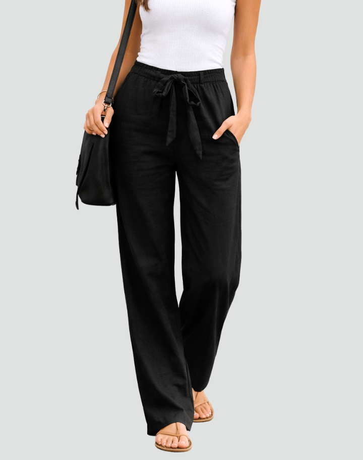 Émilie | Pantalon Large Femme en Lin Taille Haute