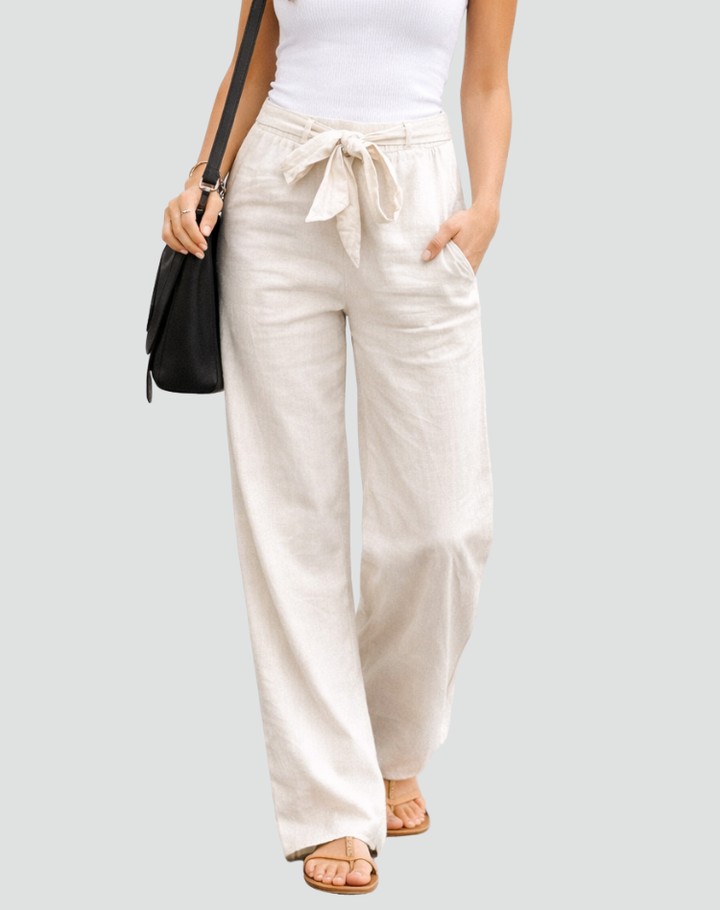 Émilie | Pantalon Large Femme en Lin Taille Haute