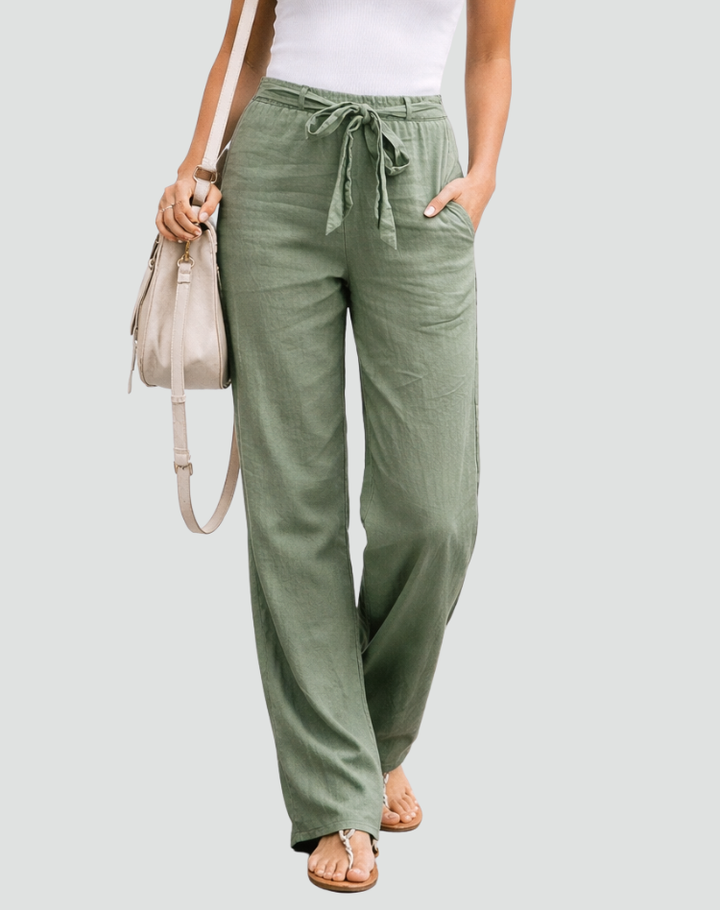 Émilie | Pantalon Large Femme en Lin Taille Haute