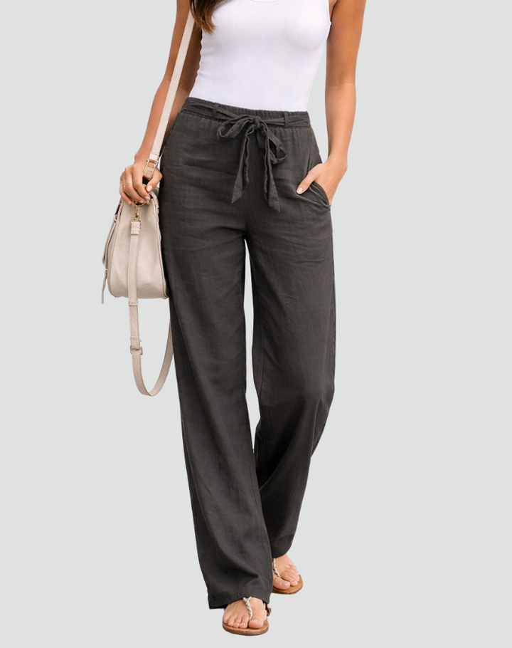 Émilie | Pantalon Large Femme en Lin Taille Haute