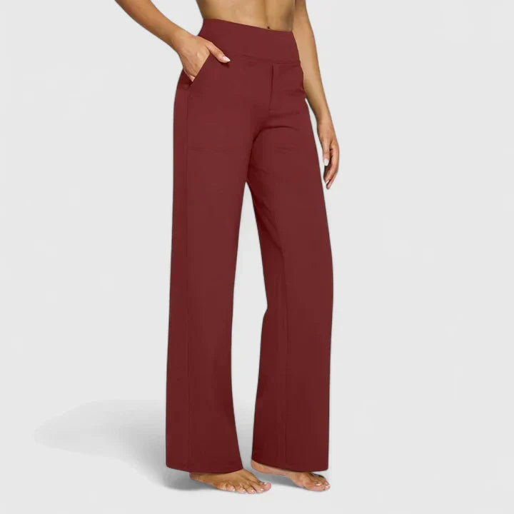 Émilie | Pantalon Large Taille Haute Femme Taupe