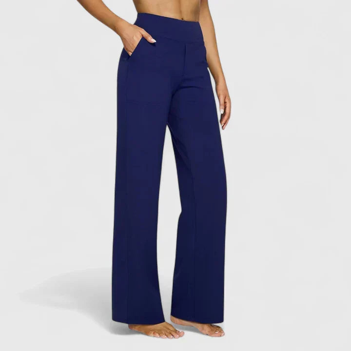 Émilie | Pantalon Large Taille Haute Femme Taupe