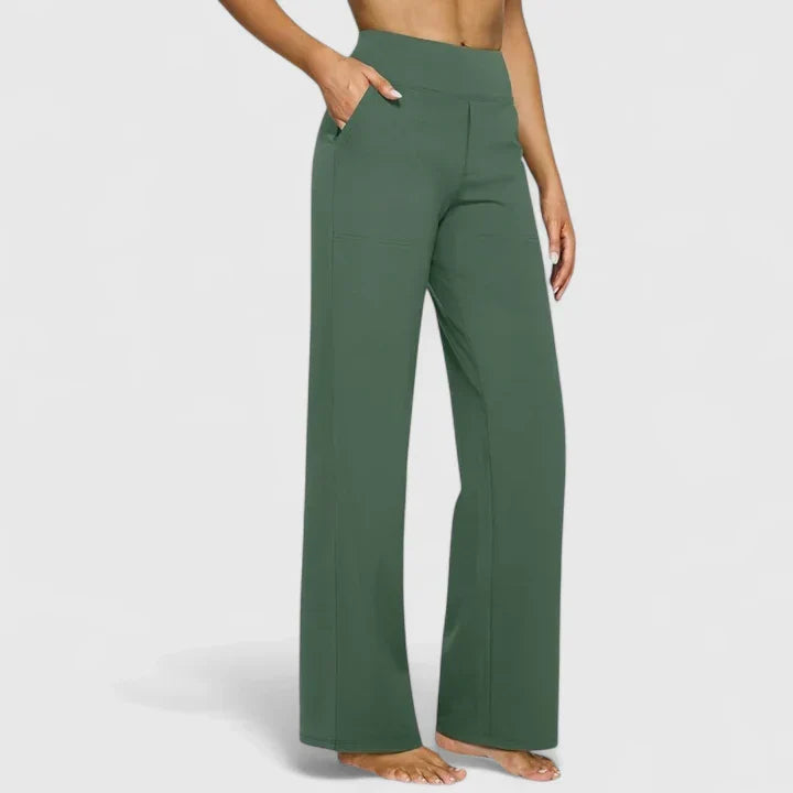 Émilie | Pantalon Large Taille Haute Femme Taupe