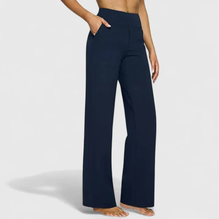 Émilie | Pantalon Large Taille Haute Femme Taupe