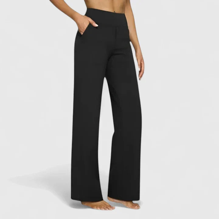Émilie | Pantalon Large Taille Haute Femme Taupe