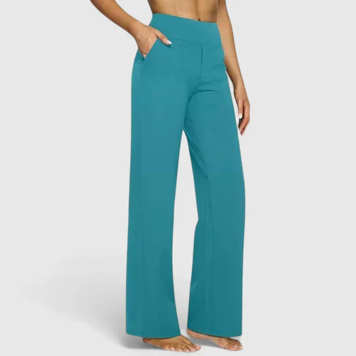 Émilie | Pantalon Large Taille Haute Femme Taupe