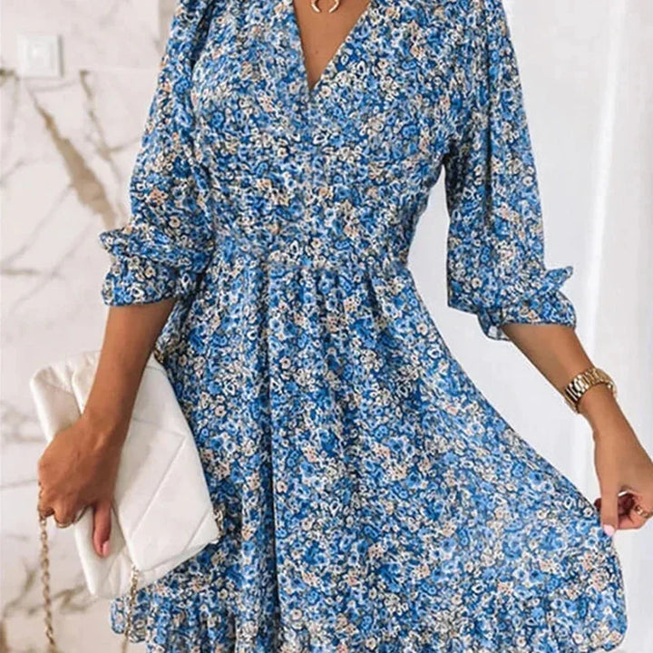 Émilie | Robe Fleurie Col V Femme Mini