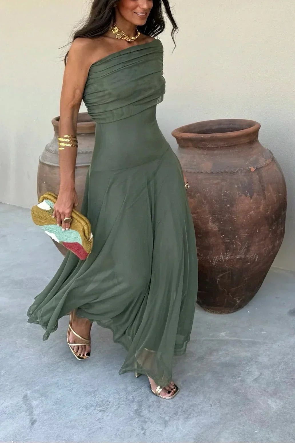 Émilie | Robe Maxi Une Épaule Femme