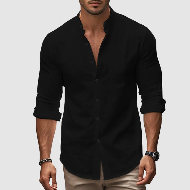 Ethan | Chemise Homme Col Mao Manches Longues