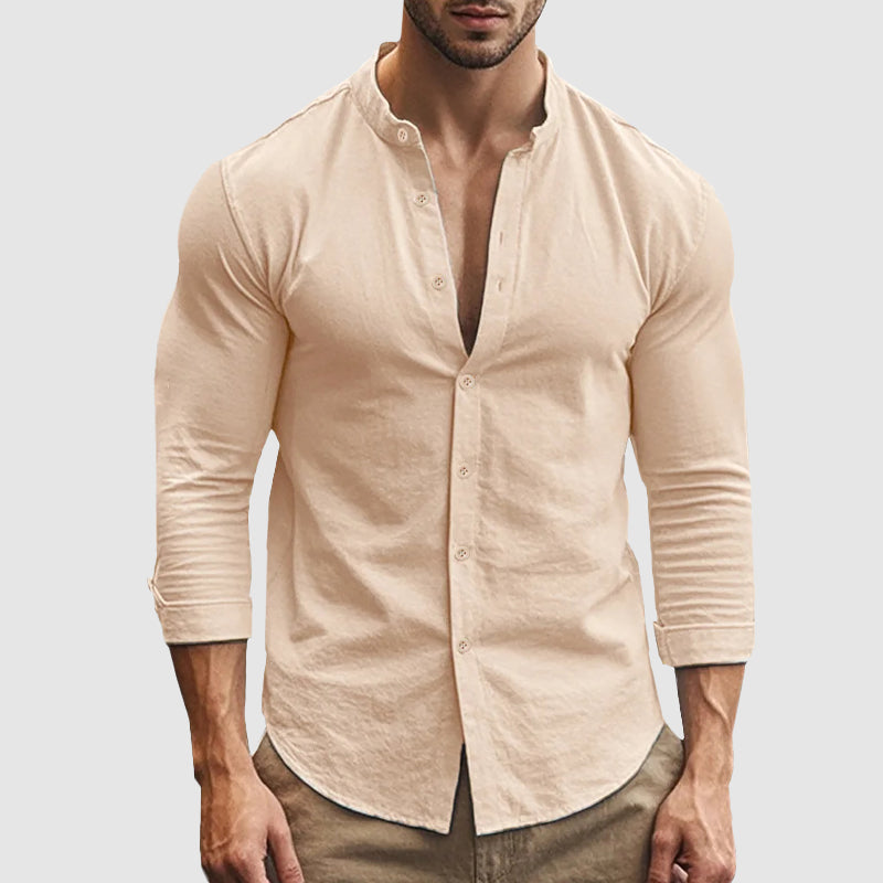 Ethan | Chemise Homme Col Mao Manches Longues
