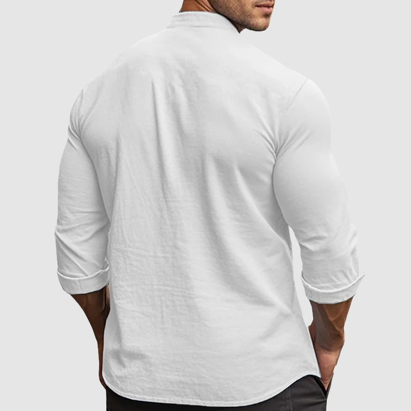 Ethan | Chemise Homme Col Mao Manches Longues