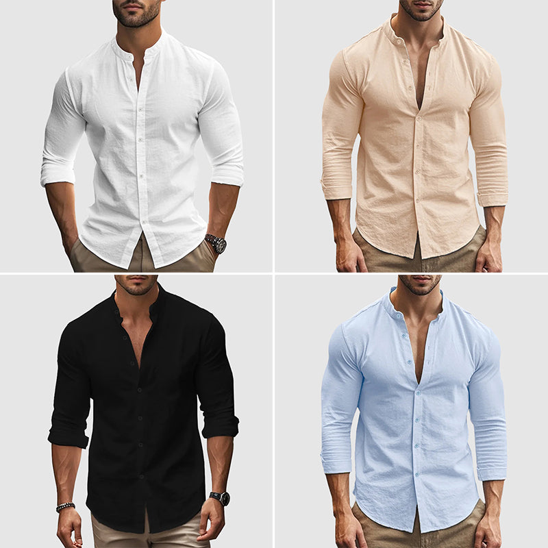 Ethan | Chemise Homme Col Mao Manches Longues