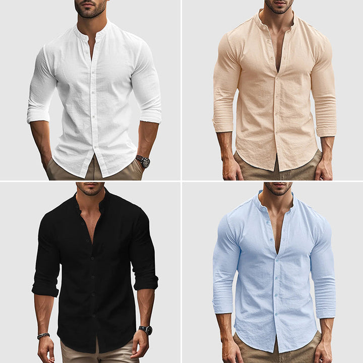 Ethan | Chemise Homme Col Mao Manches Longues