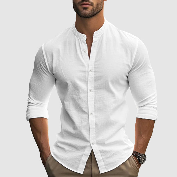 Ethan | Chemise Homme Col Mao Manches Longues