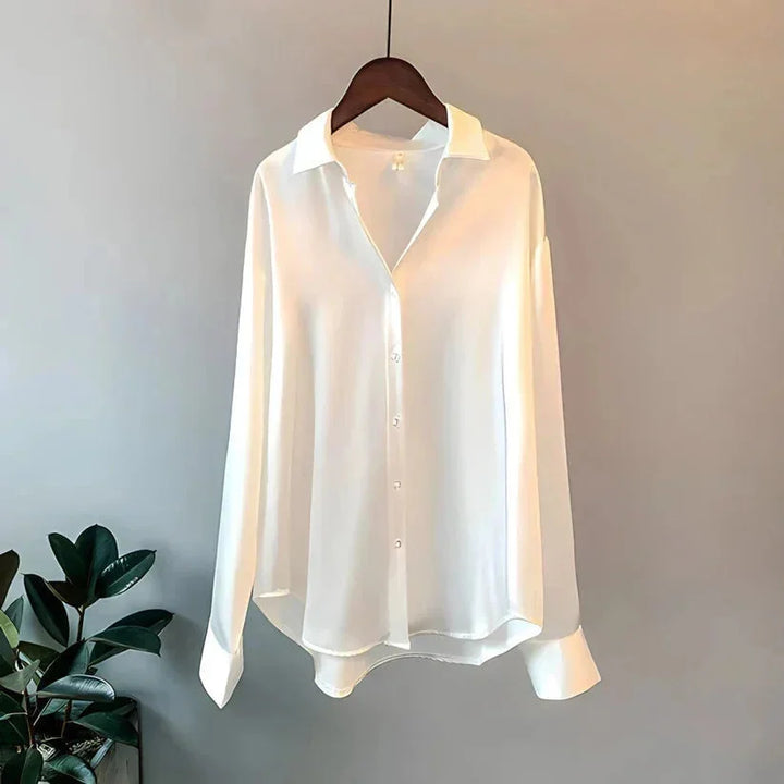 Eva | Chemise Femme Soie Manches Longues Col Pointu