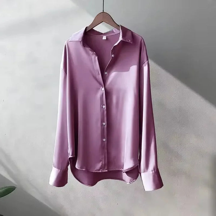 Eva | Chemise Femme Soie Manches Longues Col Pointu