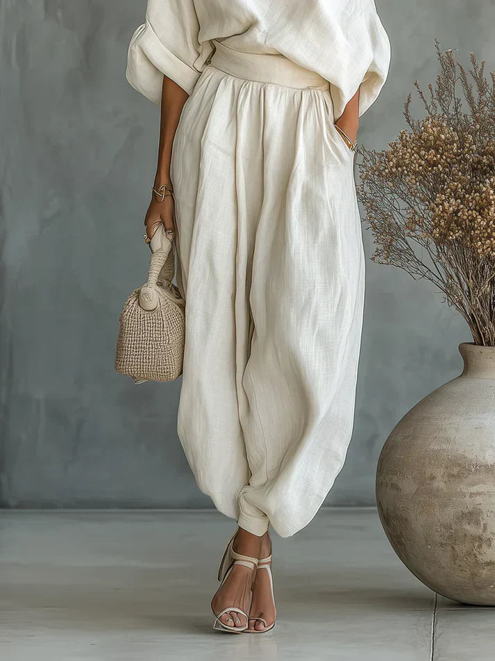 Eva | Ensemble Femme Pantalon Sarouel Épaule Dénudée