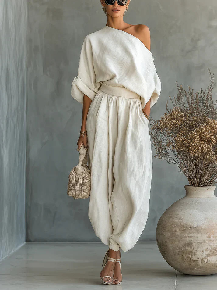 Eva | Ensemble Femme Pantalon Sarouel Épaule Dénudée