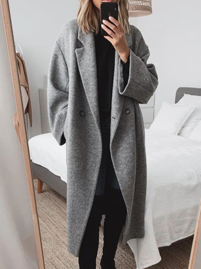 Eva | Manteau Croisé Oversize Femme Laine Marron