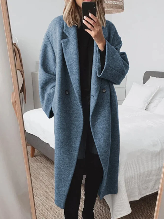 Eva | Manteau Croisé Oversize Femme Laine Marron