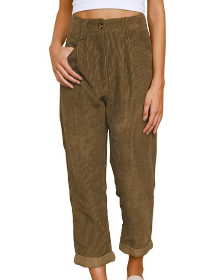 Eva | Pantalon Velours Côtelé Taille Haute Femme