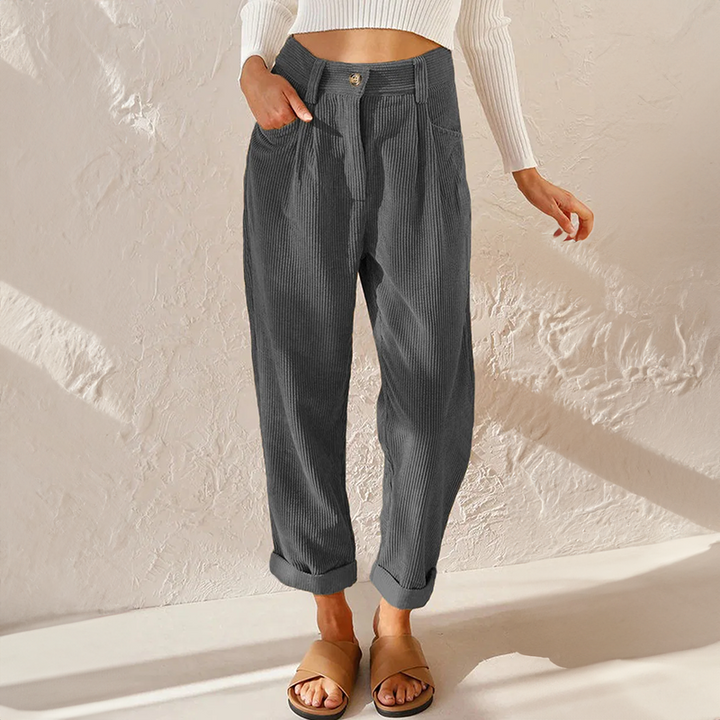 Eva | Pantalon Velours Côtelé Taille Haute Femme