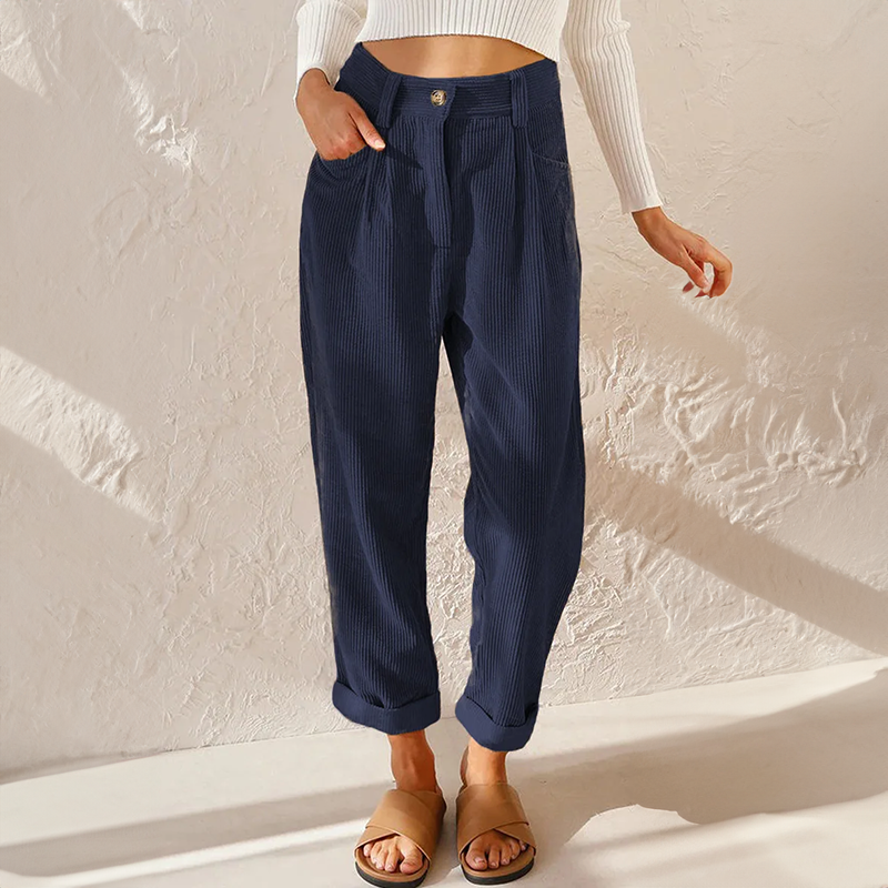 Eva | Pantalon Velours Côtelé Taille Haute Femme
