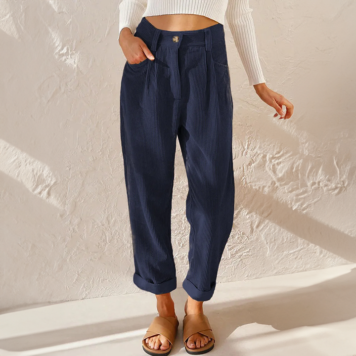Eva | Pantalon Velours Côtelé Taille Haute Femme